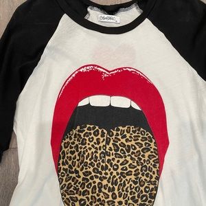 Lauren Moshi Leopard baseball long sleeve tee